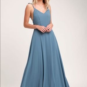 METEORIC RISE SLATE BLUE MAXI DRESS LULUS #746922